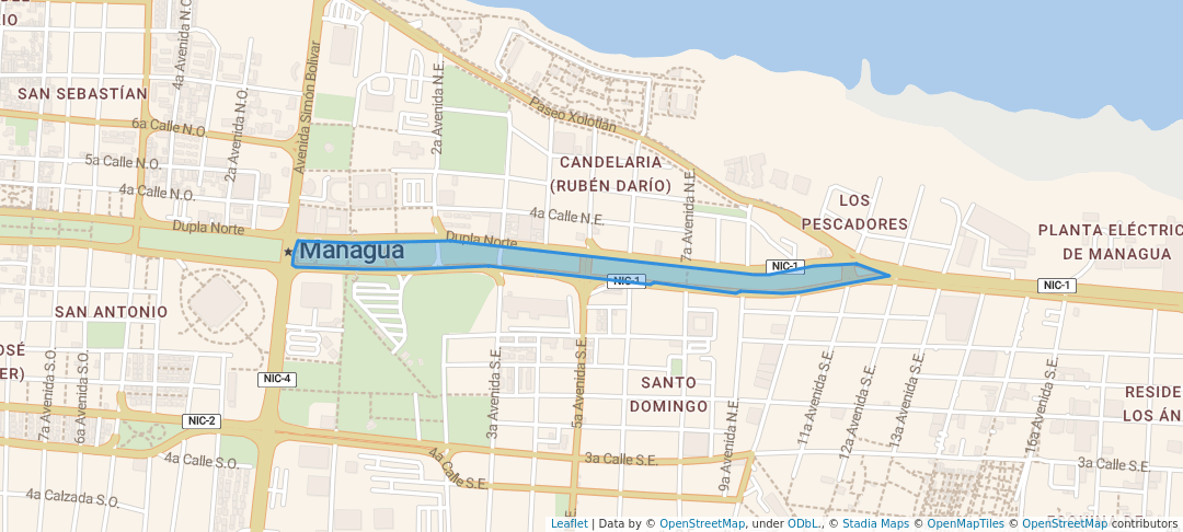 walking in Parque Bicentenario map in Managua