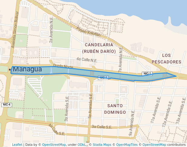 walking in Parque Bicentenario map in Managua