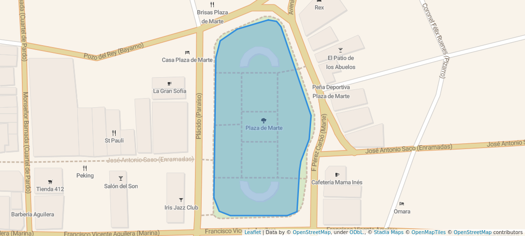 walking in Plaza de Marte map in Santiago de Cuba