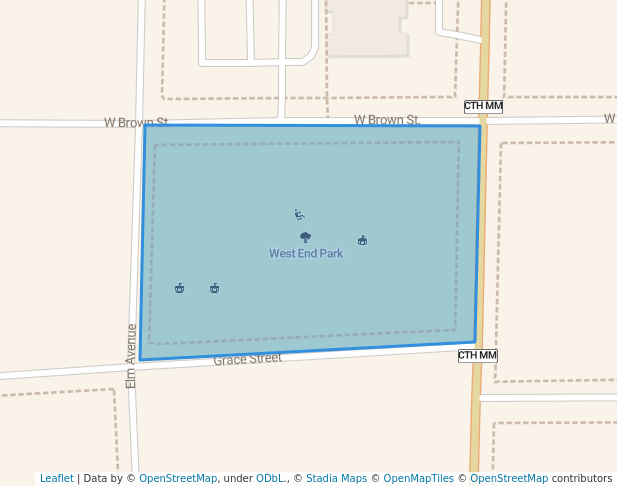 walking in West End Park map in Waupun