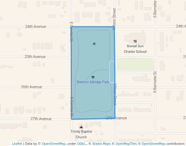 walking in Bernice Allridge Park map in Fairbanks