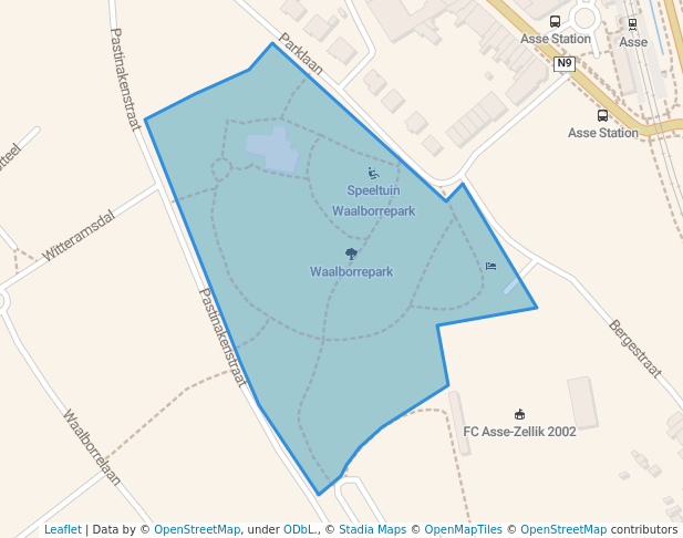 walking in Waalborrepark map in Asse