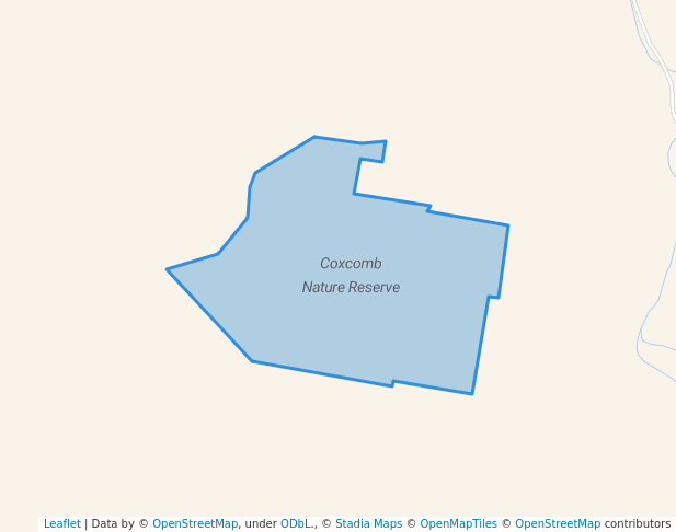 walking in Coxcomb Nature Reserve map in Croki