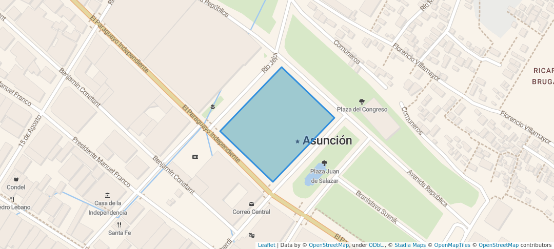 walking in Plaza de Armas map in Asunción