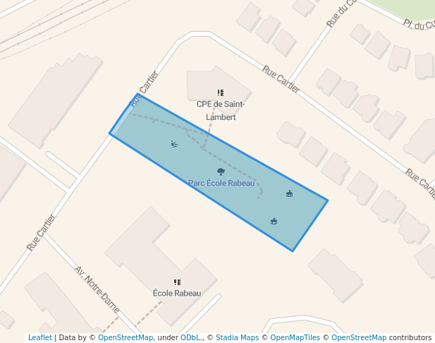walking in Parc École Rabeau map in Saint-Lambert