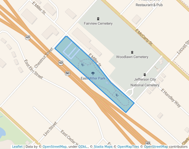 walking in East Miller Park map in Jefferson City