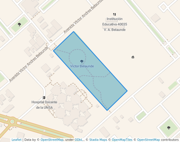 walking in Víctor Belaunde map in Arequipa