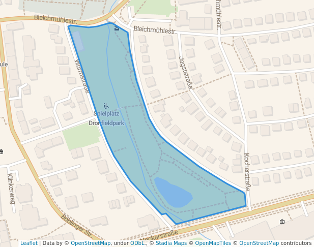 walking in Dronfieldpark map in Sindelfingen