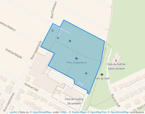 walking in Parc Lespérance map in Saint-Lambert