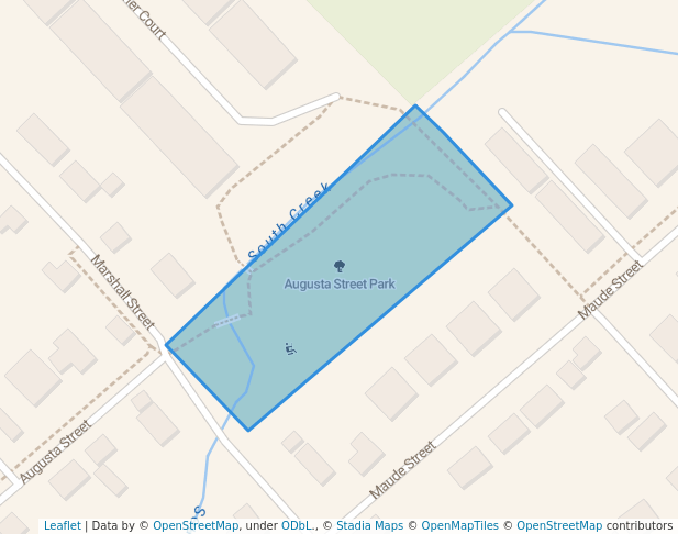 walking in Augusta Street Park map in Mississippi Mills