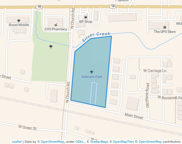 walking in Veterans Park map in Bensenville