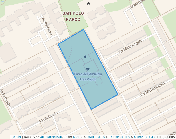 walking in Parco dell'Amicizia Tra i Popoli map in Brescia