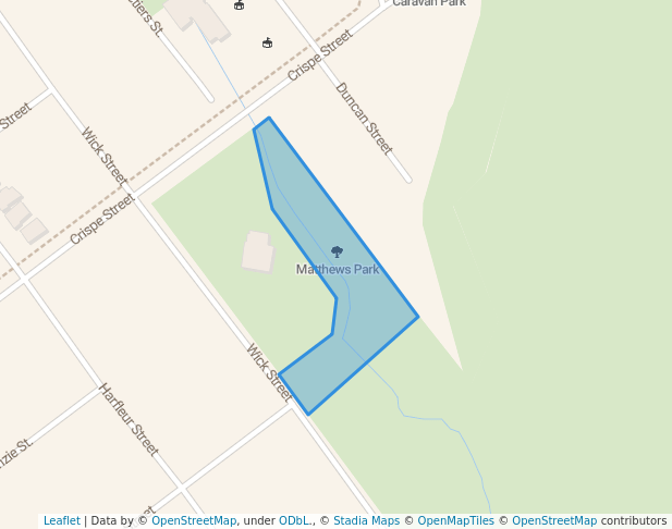 walking in Matthews Park map in Deniliquin