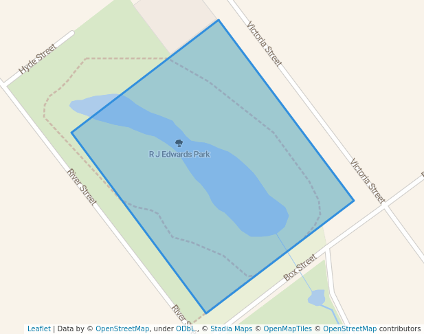 walking in R J Edwards Park map in Deniliquin