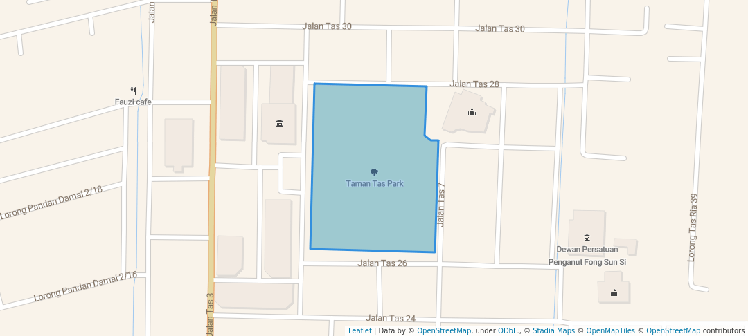 walking in Taman Tas Park map in Kuantan