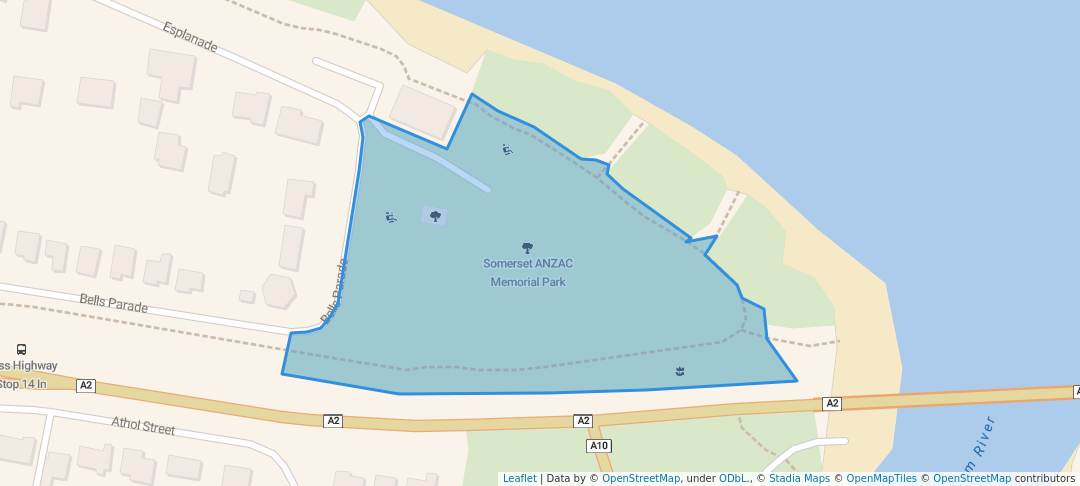 walking in Somerset ANZAC Memorial Park map in Somerset