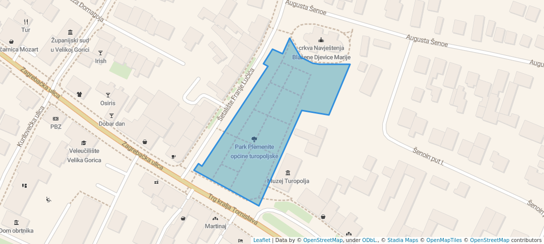 walking in Park Plemenite općine turopoljske map in Velika Gorica