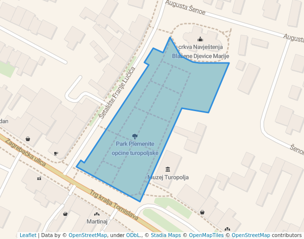 walking in Park Plemenite općine turopoljske map in Velika Gorica