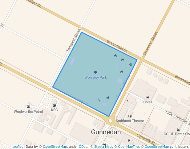 walking in Wolseley Park map in Gunnedah