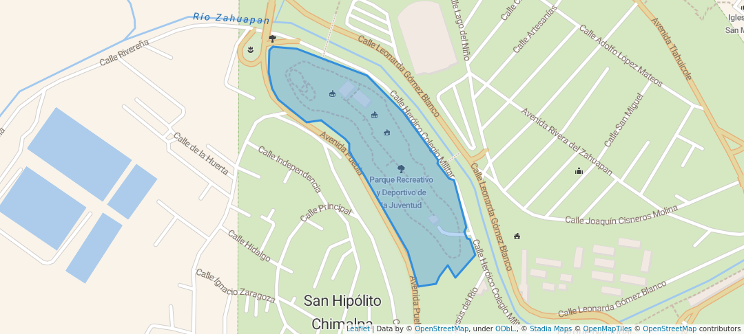 walking in Parque Recreativo y Deportivo de la Juventud map in Tlaxcala de Xicohténcatl