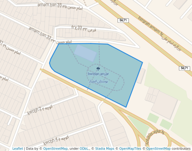 walking in بوستان انصار map in Qom