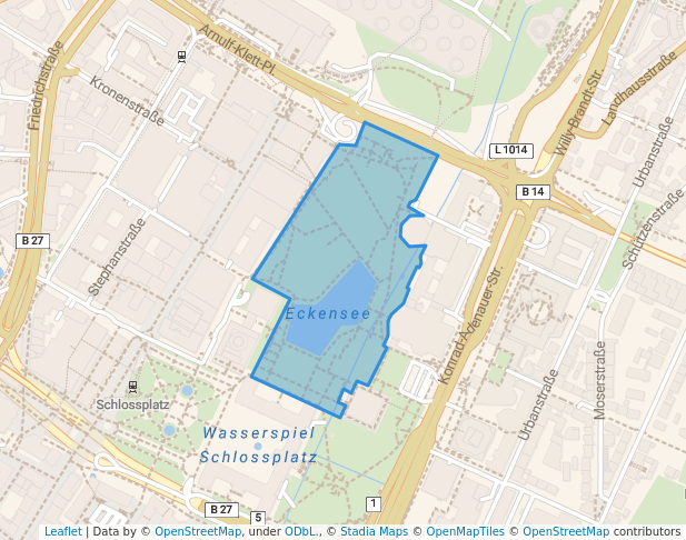 walking in Oberer Schlossgarten map in Stuttgart