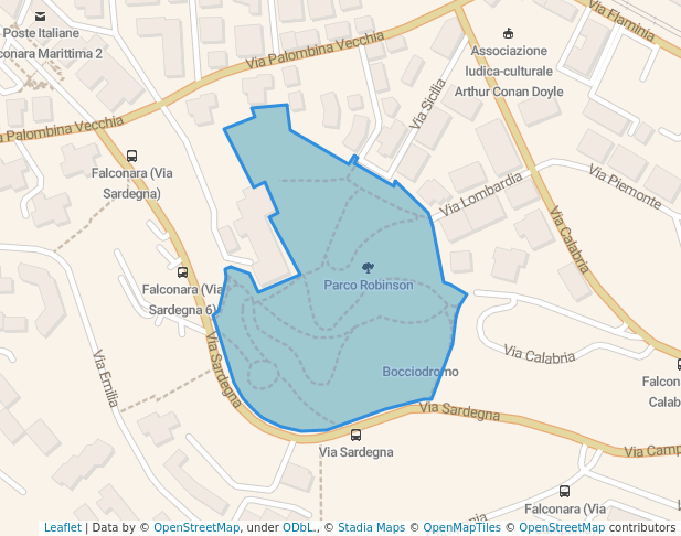 walking in Parco Robinson map in Falconara Marittima