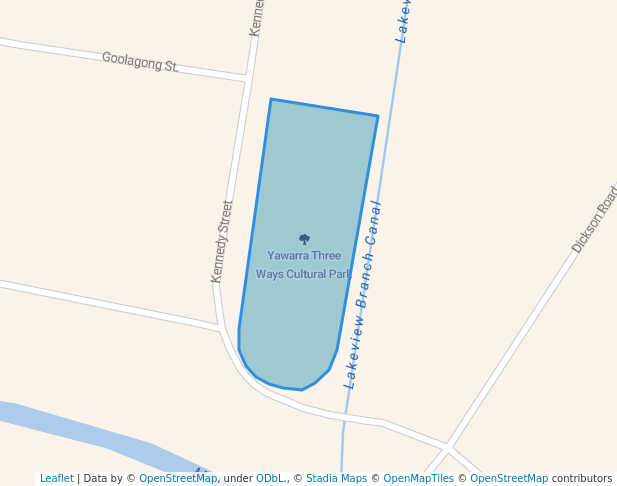 walking in Yawarra Three Ways Cultural Park map in Griffith