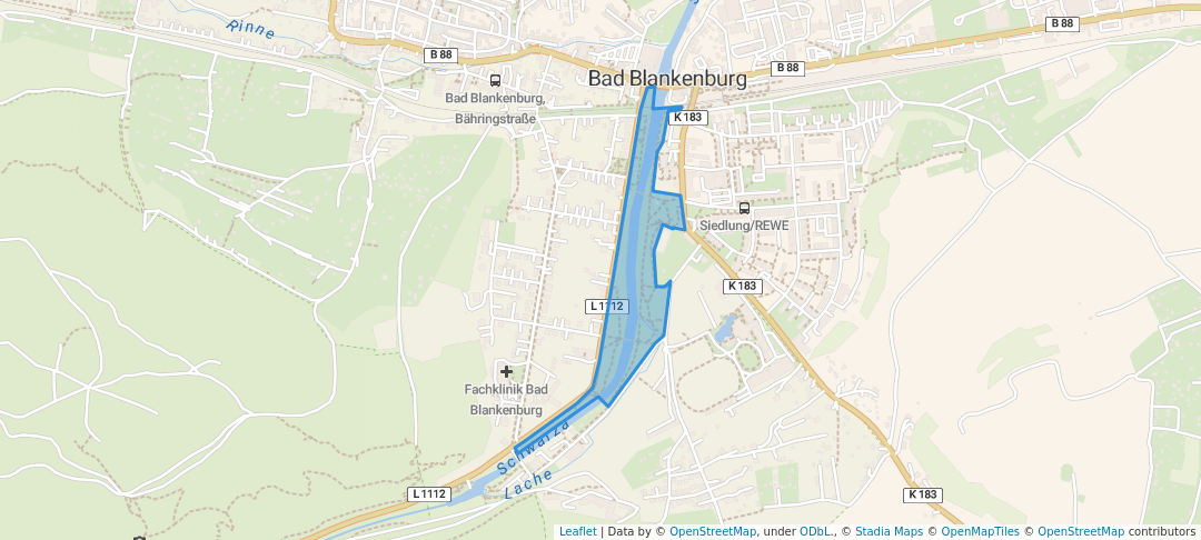 walking in Kurpark map in Bad Blankenburg