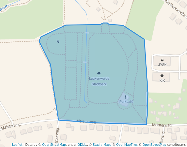 walking in Luckenwalde Stadtpark map in Luckenwalde