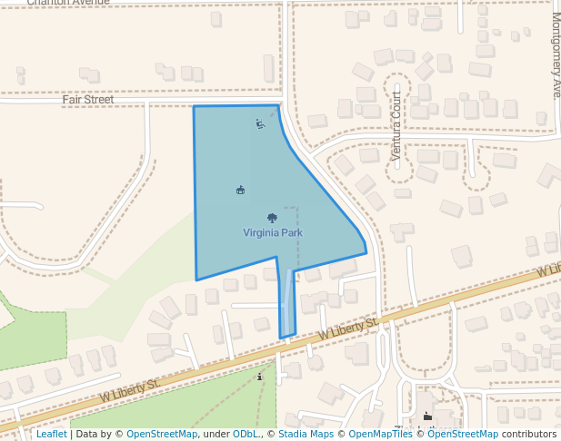 walking in Virginia Park map in Ann Arbor