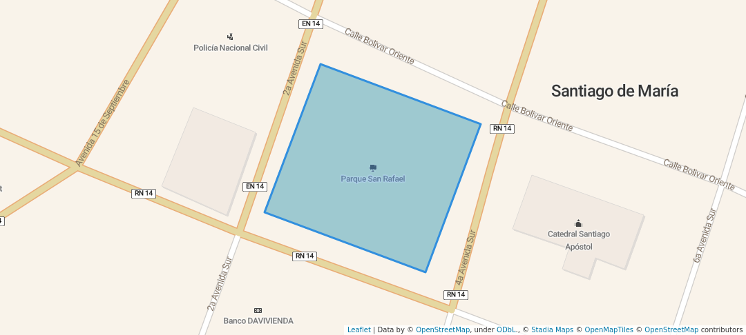 walking in Parque San Rafael map in Santiago de María