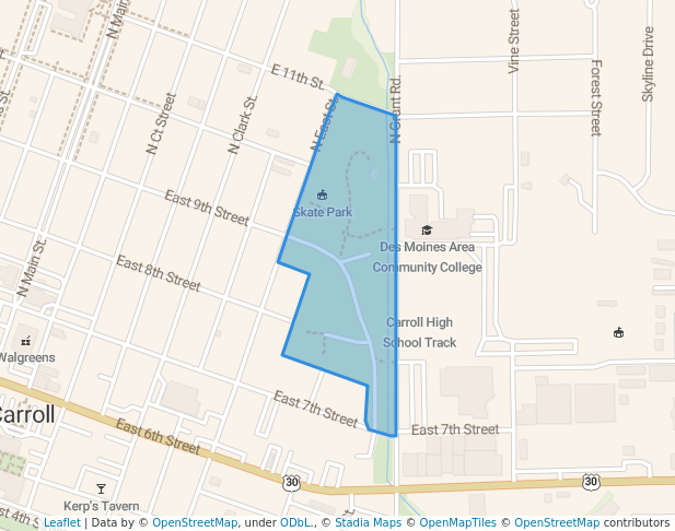 walking in Graham Park map in Carroll