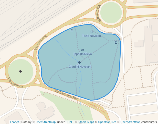 walking in Giardini Nuvolari map in Mantova