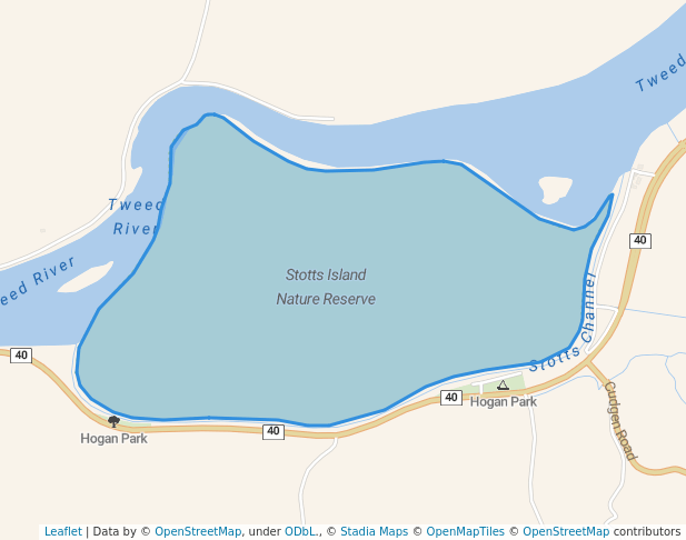 walking in Stotts Island Nature Reserve map in Cudgen