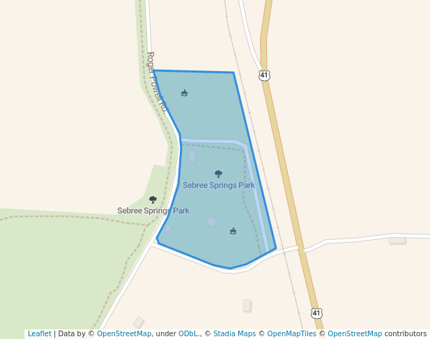 walking in Sebree Springs Park map in Sebree