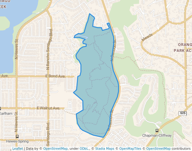 walking in El Modena Open Space map in Orange