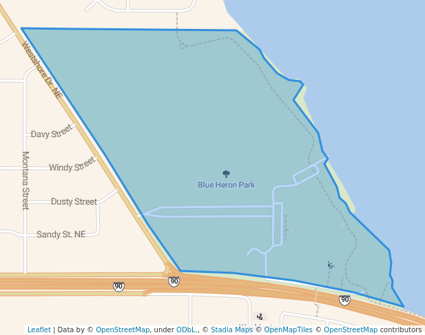 walking in Blue Heron Park map in Moses Lake