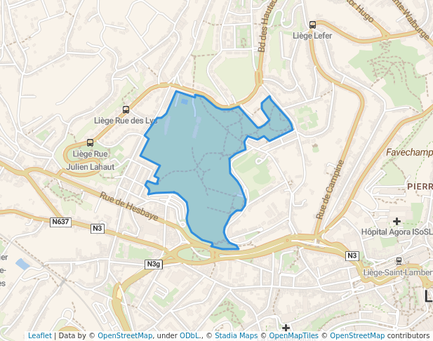 walking in Parc Naimette-Xhovémont map in Liège