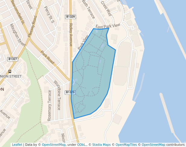 walking in Ridley Park map in Blyth