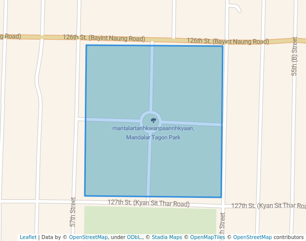 walking in မန္တလာတံခွန်ပန်းခြံ, Mandalar Tagon Park map in Mandalay