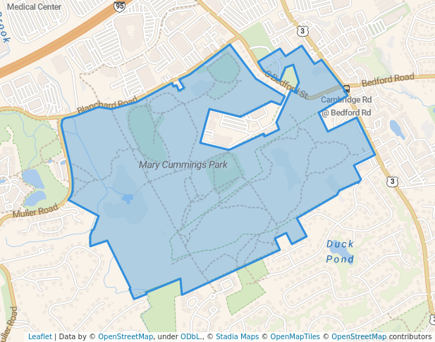 walking in Mary Cummings Park map in Burlington