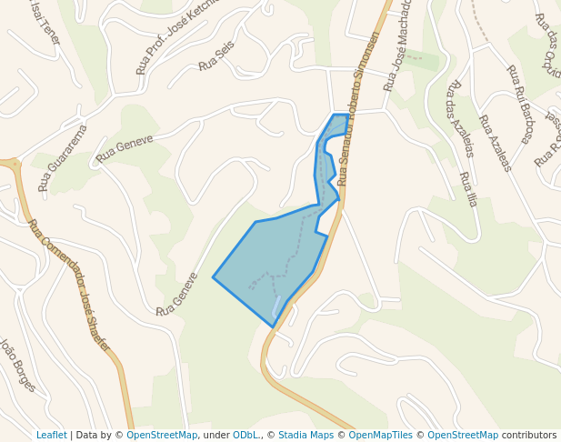 walking in Bosque do Silêncio map in Campos do Jordão