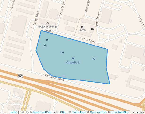 walking in Chase Park map in Mountain View