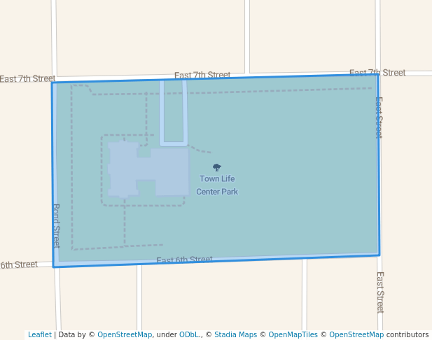 walking in Town Life Center Park map in North Manchester