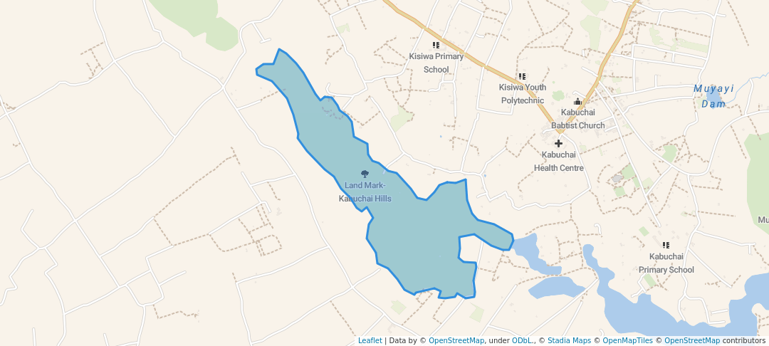 walking in Land Mark-Kabuchai Hills map in Bungoma