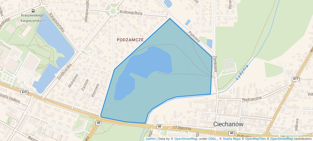 walking in Błonie map in Ciechanów