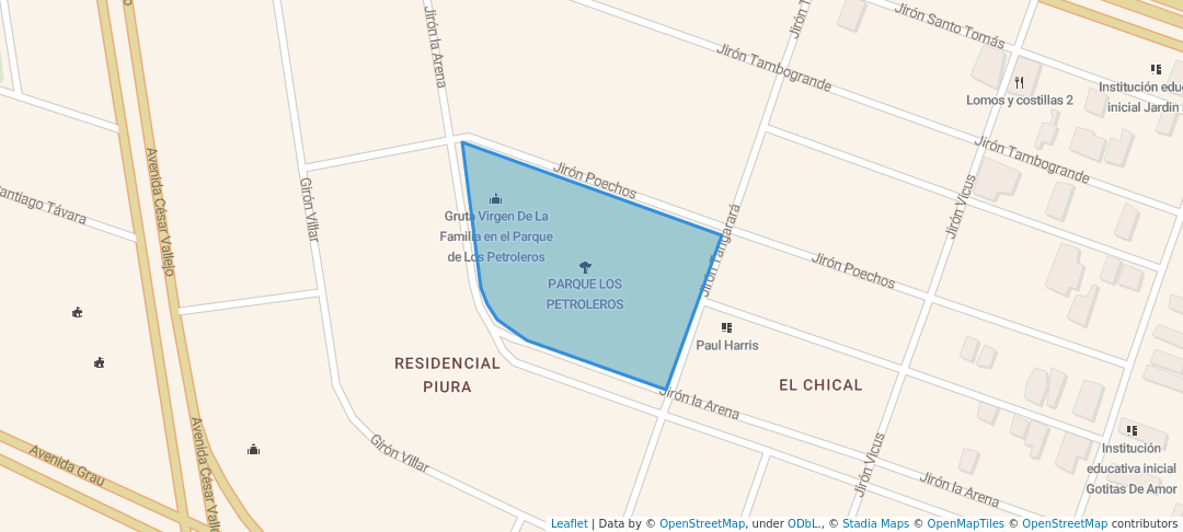 walking in PARQUE LOS PETROLEROS map in Piura