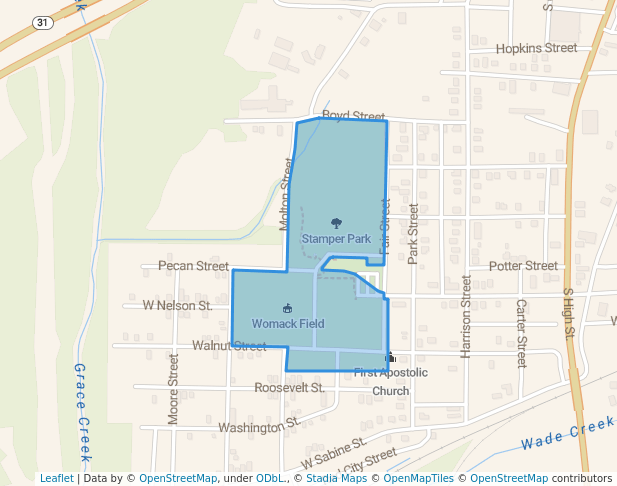 walking in Stamper Park map in Longview
