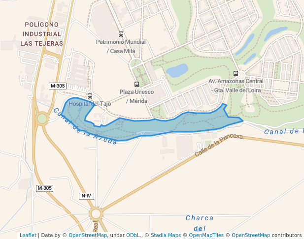 walking in Parque La Montaña map in Aranjuez